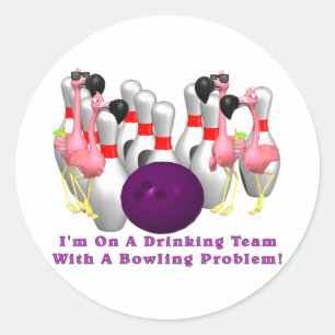 Pegatina Redonda Bowling: Equipo de bebidas