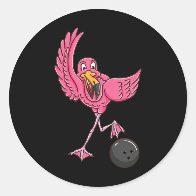 Pegatina Redonda Bowling Flamingo 1 (Anverso)