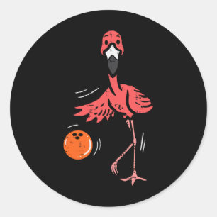 Pegatina Redonda Bowling Flamingo Bowling Jugador Niños Chicas Kid