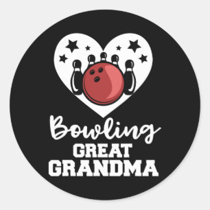 Pegatina Redonda Bowling Great Grandma Heart Funny Bowler Great Gra