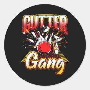 Pegatina Redonda Bowling Guay Gutter Gang Bowlers 10 pines