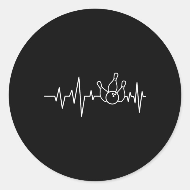 Pegatina Redonda Bowling Heartbeat - Bowler (Anverso)