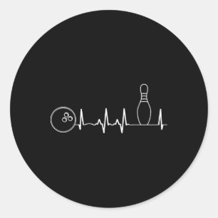 Pegatina Redonda Bowling Heartbeat Gráfica Funny Bowling Team Entre