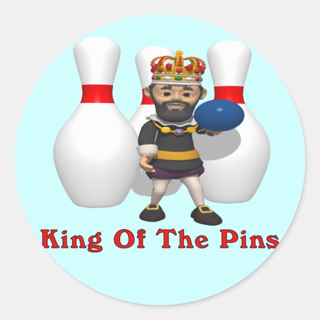 Pegatina Redonda Bowling King (Anverso)