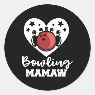 Pegatina Redonda Bowling Mamaw Heart Funny Bowler Mamaw