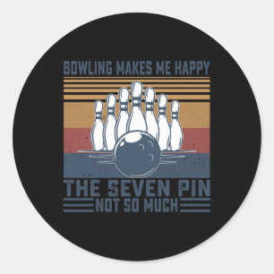 Pegatina Redonda Bowling Me Hace Feliz El Siete Pin No Tanto B