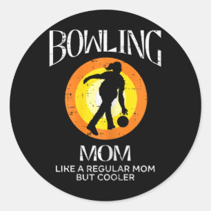Pegatina Redonda Bowling Mom Cooler Retro Día de la Madre Bowler Mo