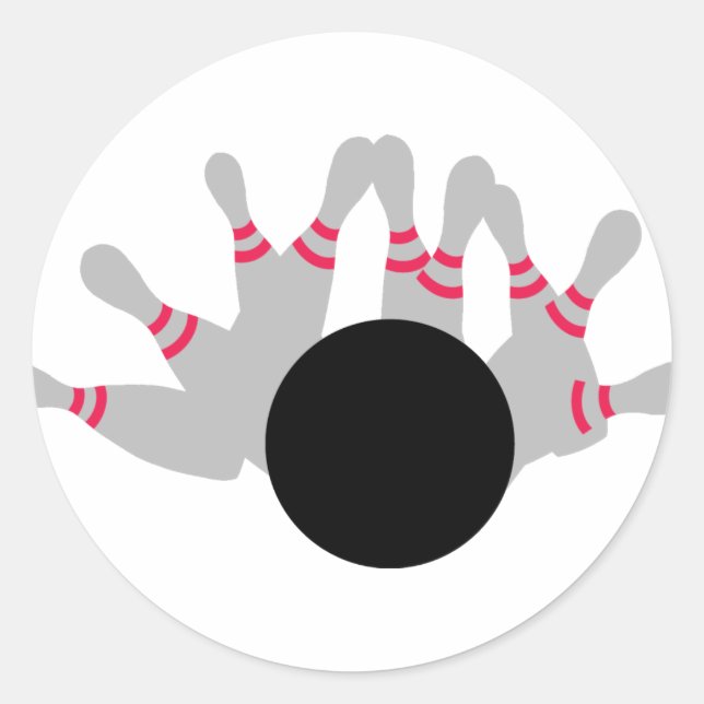 Pegatina Redonda Bowling - Ninepins (Anverso)