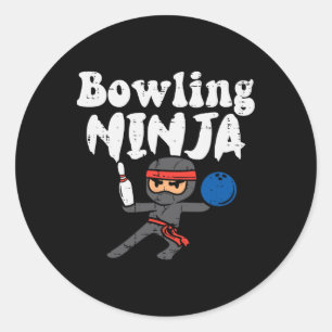 Pegatina Redonda Bowling Ninja Funny Bowler Boys Chicas Niños Peque