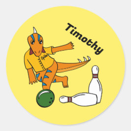 Pegatina Redonda Bowling, Personalizado de dinosaurios, Bowlers per