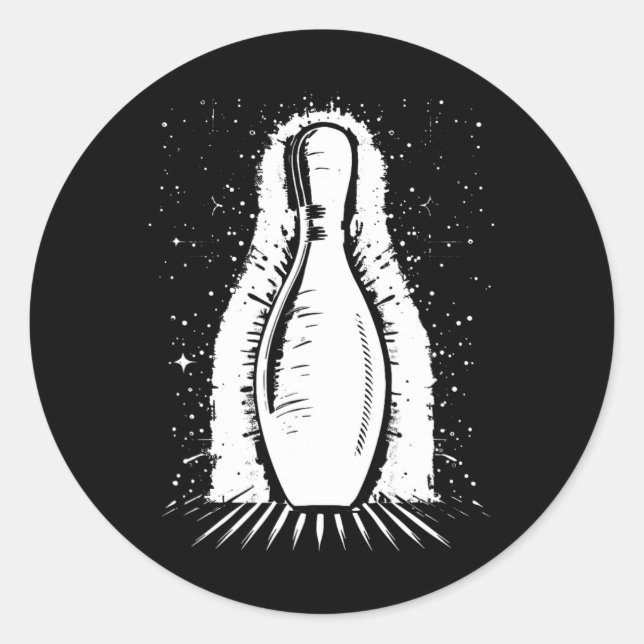 Pegatina Redonda Bowling Pin Bowler (Anverso)