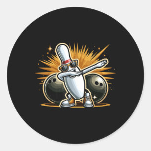 Pegatina Redonda Bowling Pin Dabbing Sungles Bowler Hombres Jugador