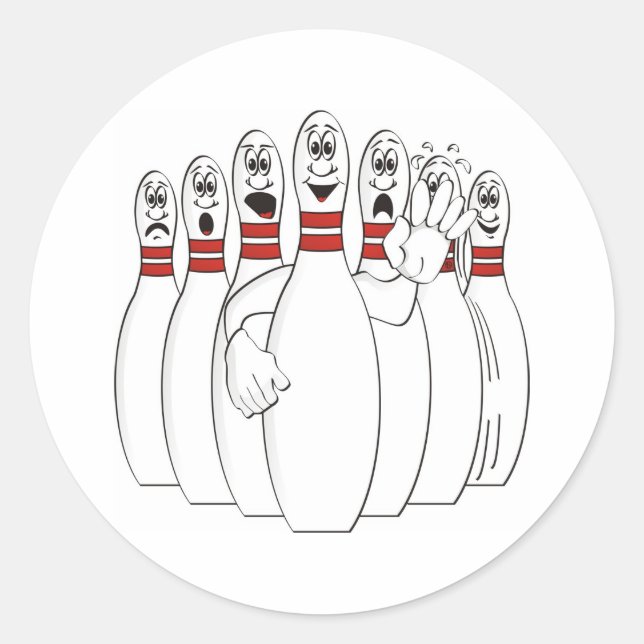 Pegatina Redonda Bowling Pins (Anverso)