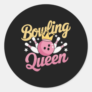 Pegatina Redonda Bowling Queen Bowler Funny Bowling