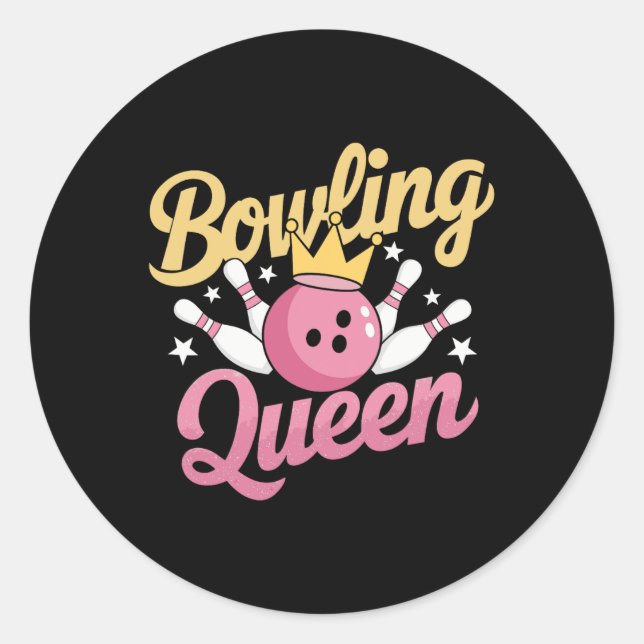 Pegatina Redonda Bowling Queen Bowler Funny Bowling (Anverso)