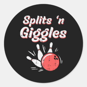 Pegatina Redonda Bowling Splits N Giggles Bowler Niños Hombres Much