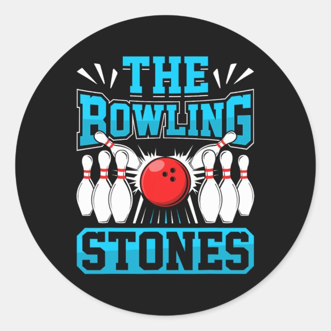 Pegatina Redonda Bowling The Bowling Stones Funny Bowlers L (Anverso)