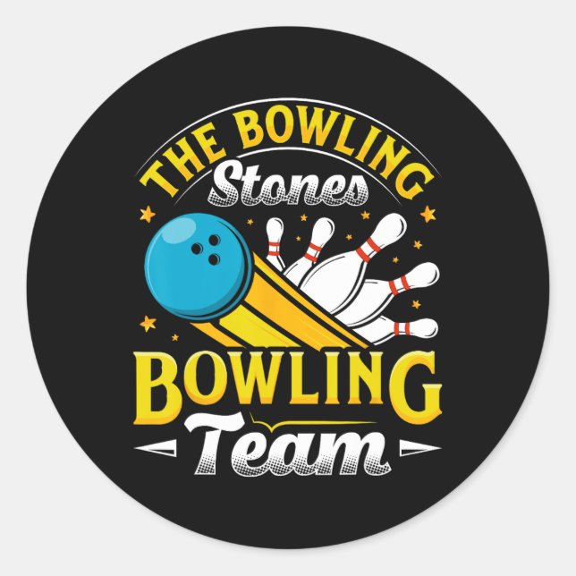Pegatina Redonda Bowling The Bowling Stones Funny Bowlers L (Anverso)