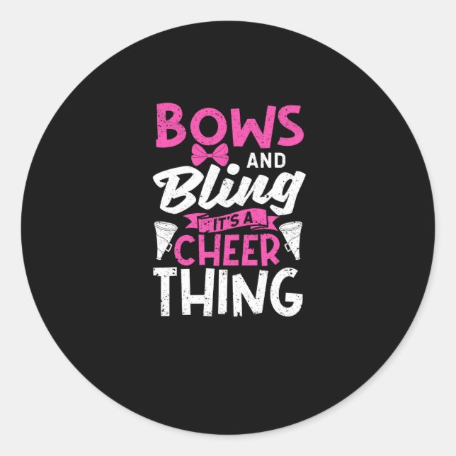 Pegatina Redonda Bows and Bling It's a Cheing (Anverso)