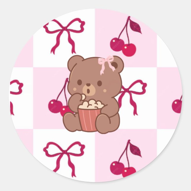 Pegatina Redonda Bows & Bears Stickers (Anverso)
