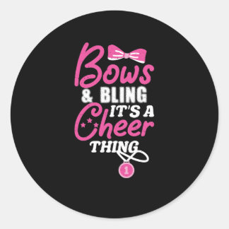 Pegatina Redonda Bows Y Bling It A Cheerership Chica De Cosas Alegr