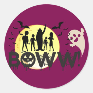 Pegatina Redonda ¡¡Boww!! - Halloween sorpresa espeluznante