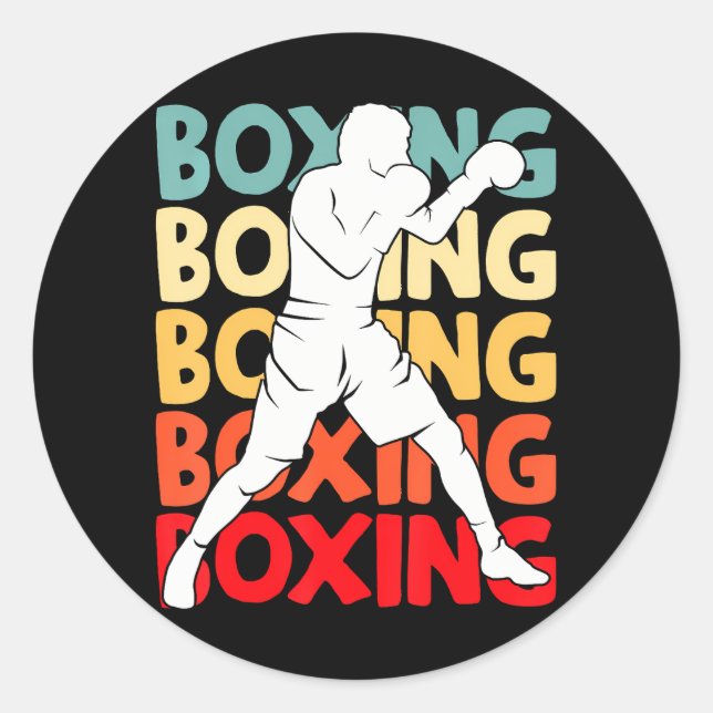 Pegatina Redonda Boxeador Boxer Boxer Hombres (Anverso)