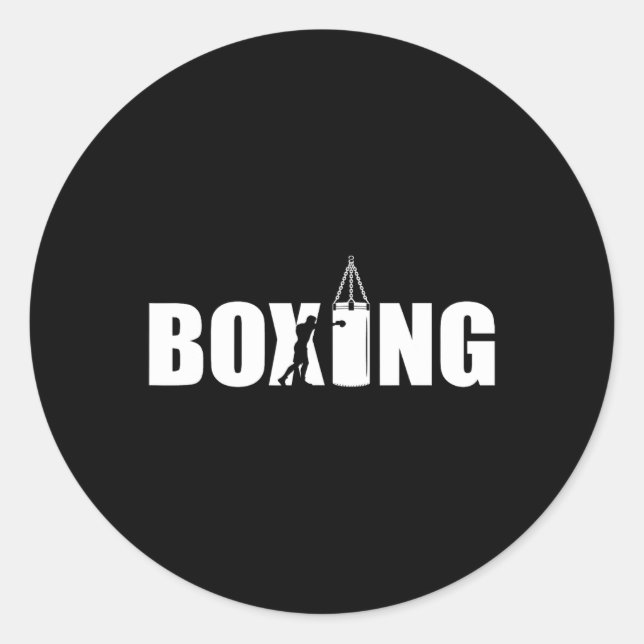 Pegatina Redonda Boxeador de boxeo Kickboxing Kickboxer Enthus (Anverso)