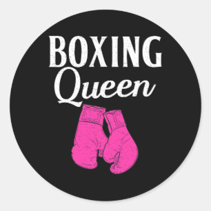 Pegatina Redonda Boxeador de boxeo Queen Sport