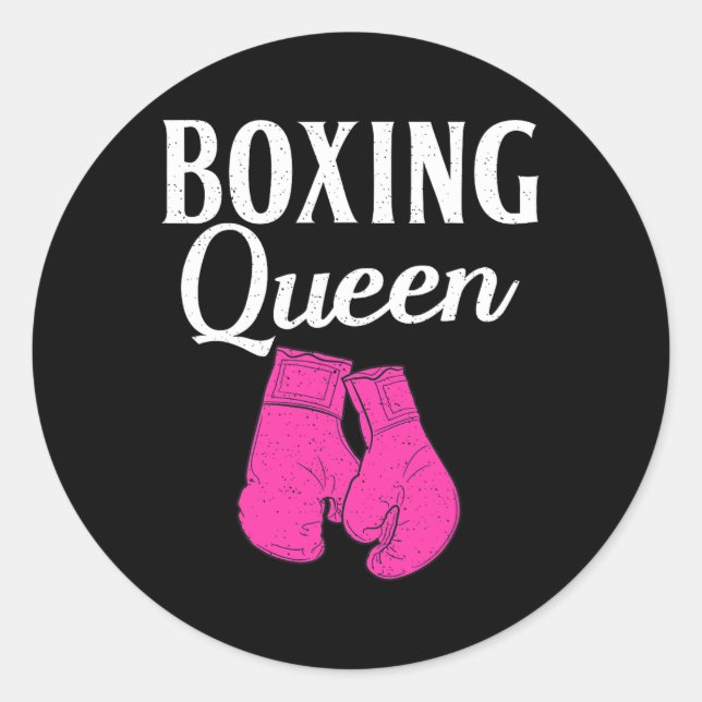 Pegatina Redonda Boxeador de boxeo Queen Sport (Anverso)