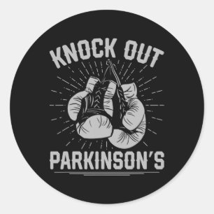 Pegatina Redonda Boxeador de Boxeo y Kickboxing Derrota a Parkinson
