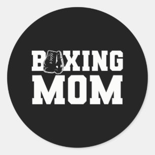 Pegatina Redonda Boxeador de guantes de boxeo de mamá