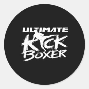 Pegatina Redonda Boxeador de Kickboxing Definitivo Kickbox Kick Box