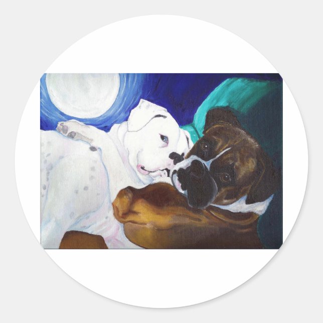 Pegatina Redonda Boxeadores con fallos (Anverso)