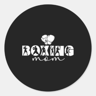 Pegatina Redonda Boxeando Mamá Boxeadora Madre Orgullosa Boxeadora