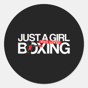 Pegatina Redonda Boxear sólo a un Chica que ama el boxeo