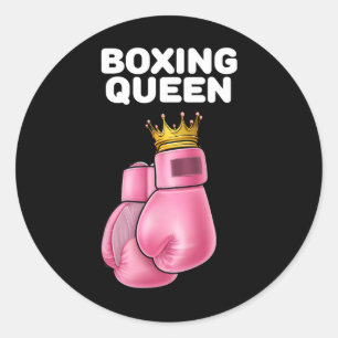 Pegatina Redonda Boxeo de Chicas de boxeo Reina de boxeo