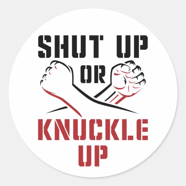 Pegatina Redonda Boxeo de Knuckle vacío silenciado (Anverso)