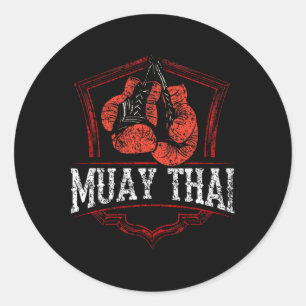 Pegatina Redonda Boxeo de luchador de artes marciales de Muay Thai 