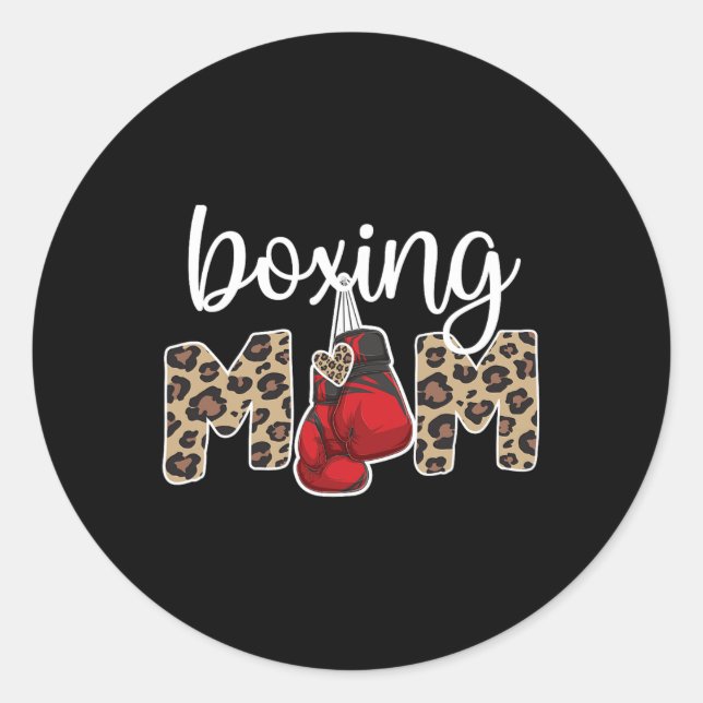 Pegatina Redonda Boxeo de mamá Orgullosa Mamá Boxeando (Anverso)