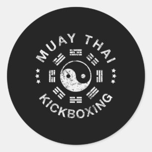 Pegatina Redonda Boxeo de Muay Thai _1