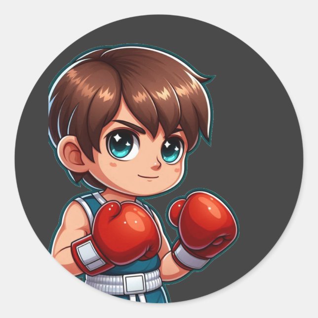 Pegatina Redonda boxeo de niños (Anverso)