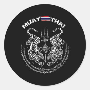 Pegatina Redonda Boxeo de Tailandia Muay Thai