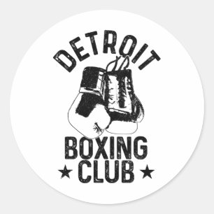 Pegatina Redonda Boxeo Detroit Michigan Artes Marciales Boxeador 1 