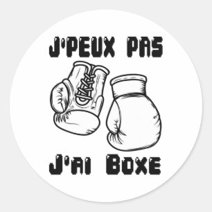 Pegatina Redonda Boxeo J'peux Pas J'ai - Jersey de regalo de boxeo