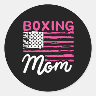 Pegatina Redonda Boxeo Mamá Boxeo Madre Kickboxing Mamá Mama Mot