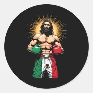 Pegatina Redonda Boxeo mexicano Jesucristo Cortometrajes de boxeo