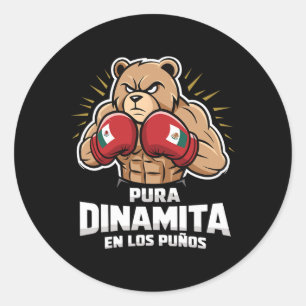Pegatina Redonda Boxeo Mexicano Para Niños Pura Dinamita En Lo