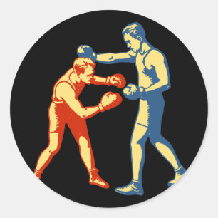 Pegatina Redonda Boxeo retro