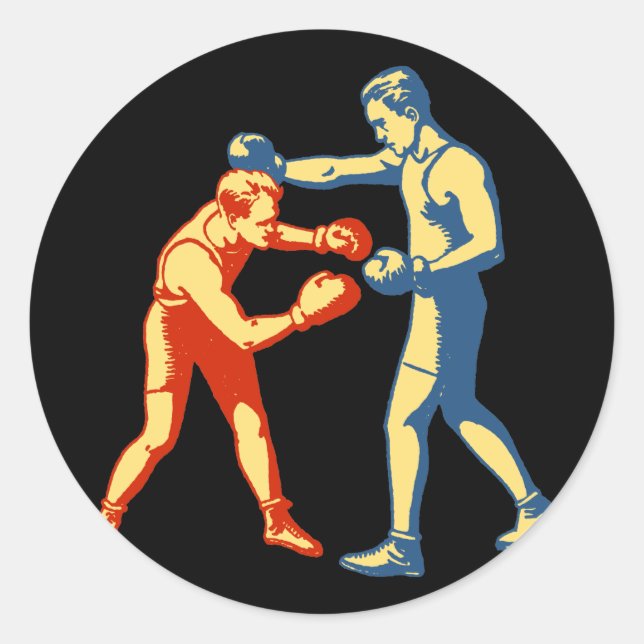 Pegatina Redonda Boxeo retro (Anverso)